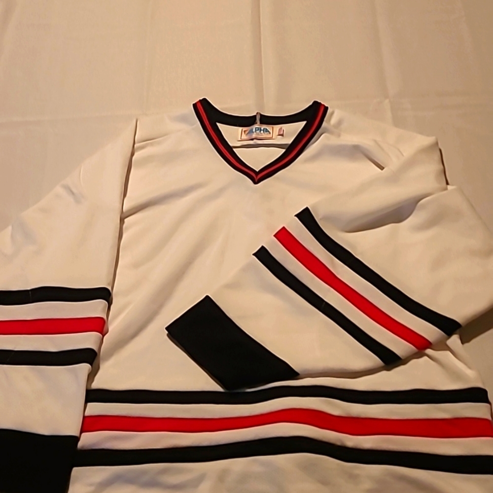 Alpha Hockey Practice Jersey Whit, Red, and Black.  3XL